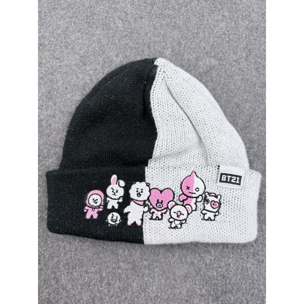BT21 BTS Beanie Hat Black White Split Kpop Anime Knit Cap OS